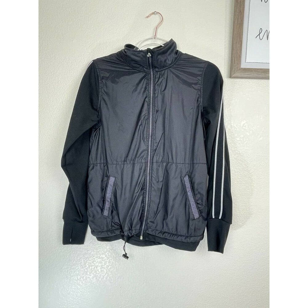 Tangerine Active White Stripe Track Jacket Black Size Medium Women's Full Zip